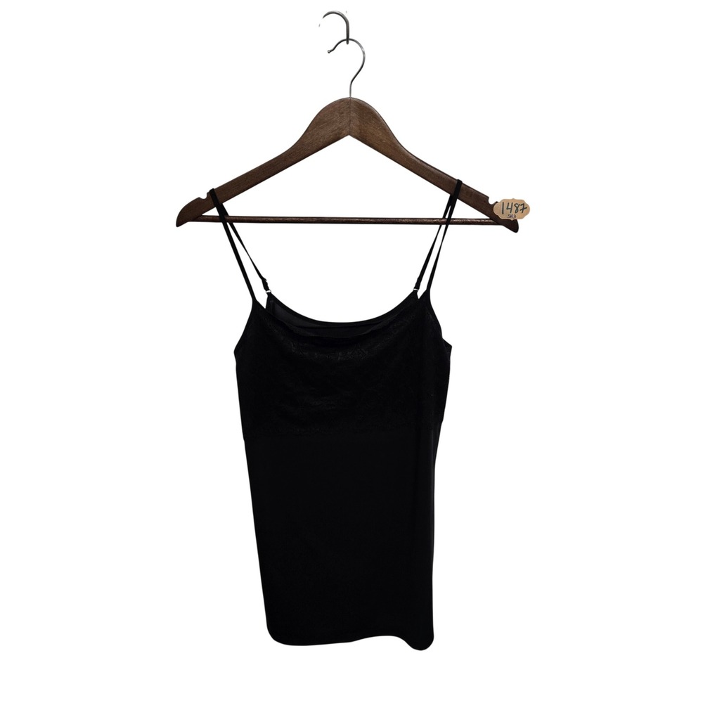 Jockey Womens Black Lace Trim Camisole Adjustable Spaghetti Strap Tank Top Small